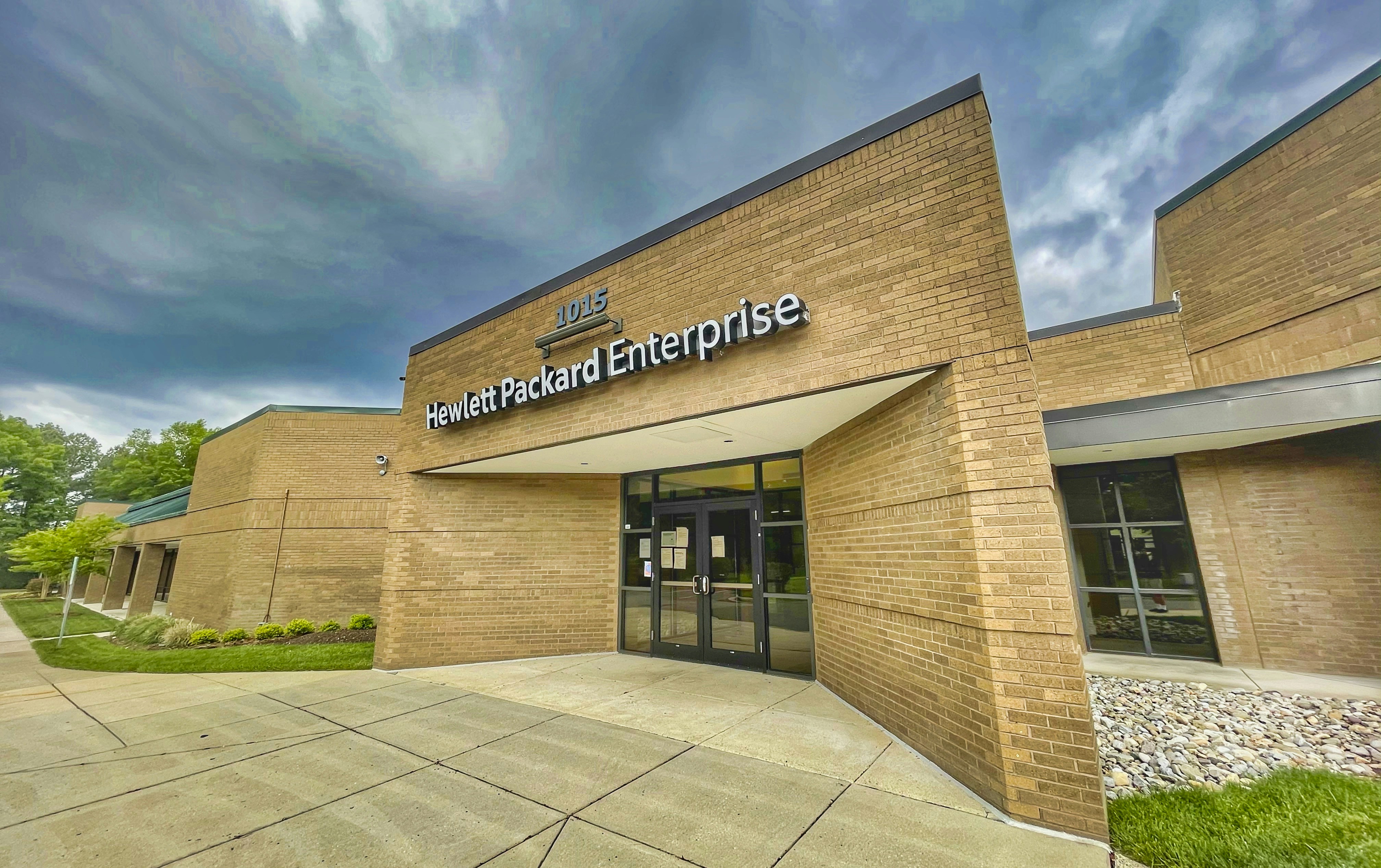 Hewlett Packard Enterprise office building in Research Triangle Park, North Carolina.